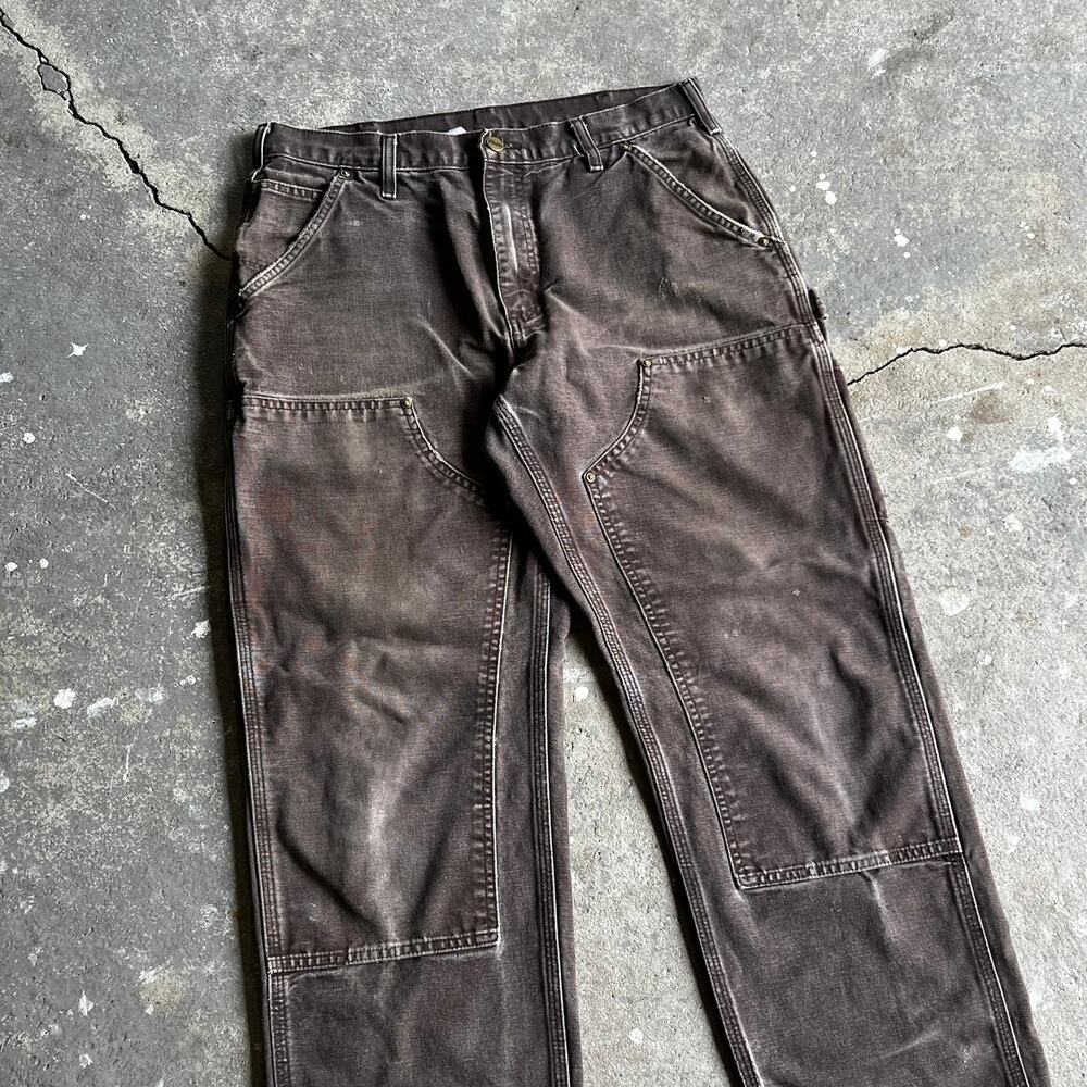 Carhartt brown faded double knee work wear carpenter pants - Picture 2 of 10